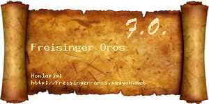 Freisinger Oros névjegykártya